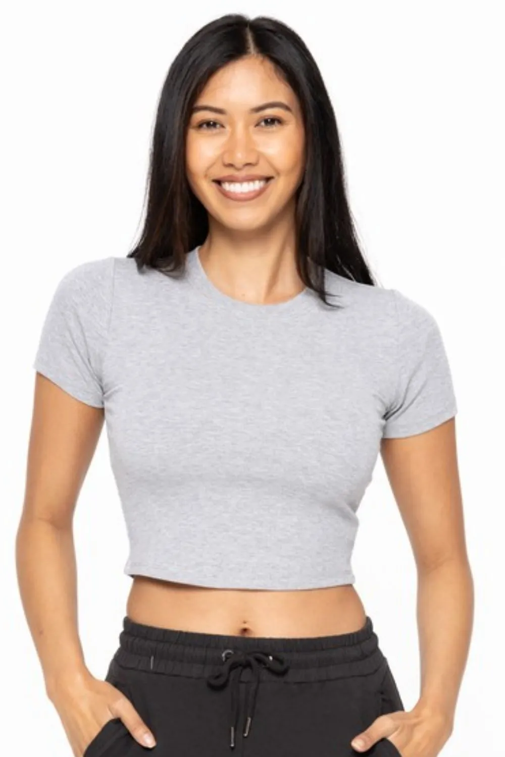 Essential Micro-ribbed Cropped Athleisure Tee, image 2