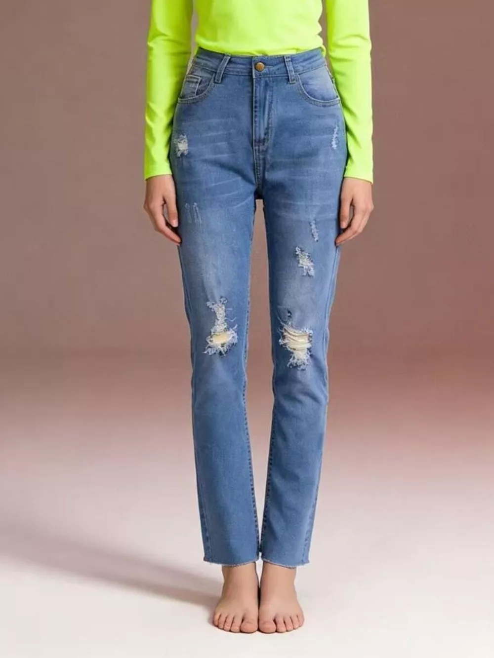 High-Waisted Distressed Jeans, image 12