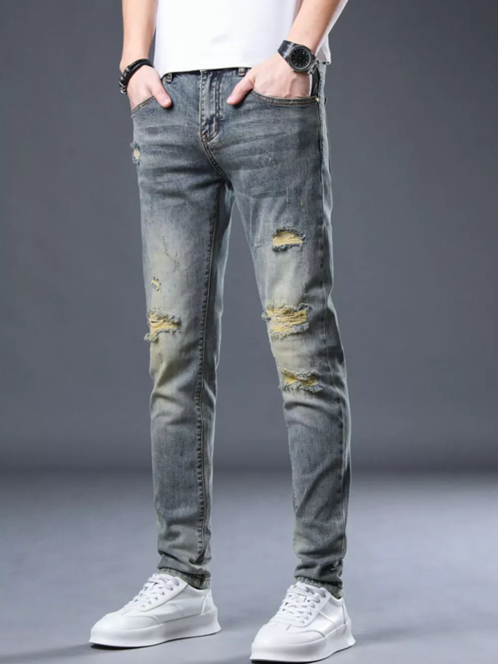Men's Distressed Slim Fit Jeans