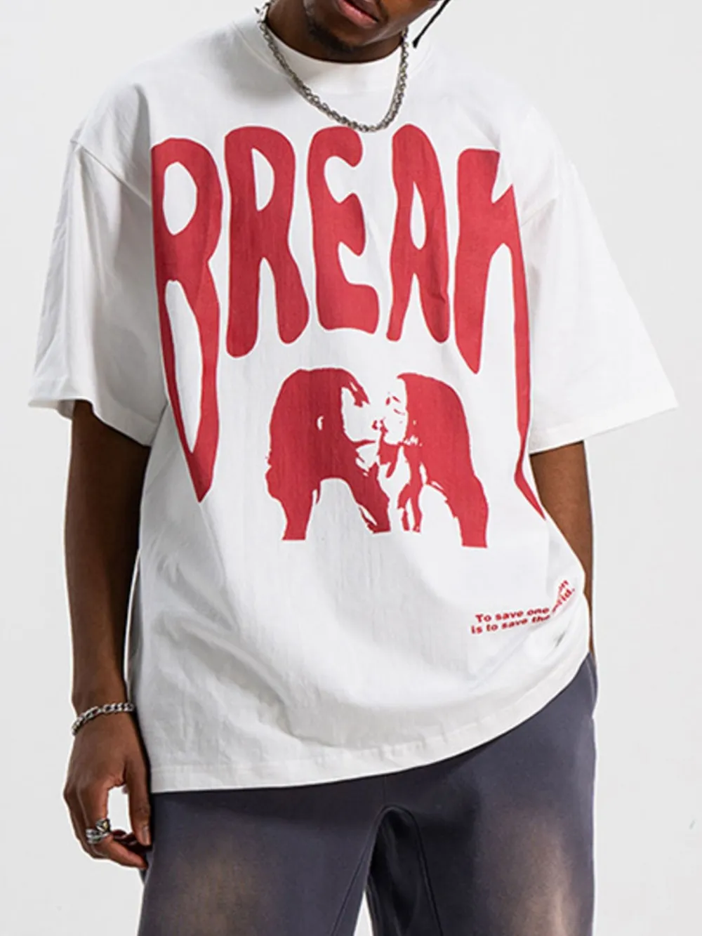 Men's Oversized Graphic Round Neck T-Shirt, image 3