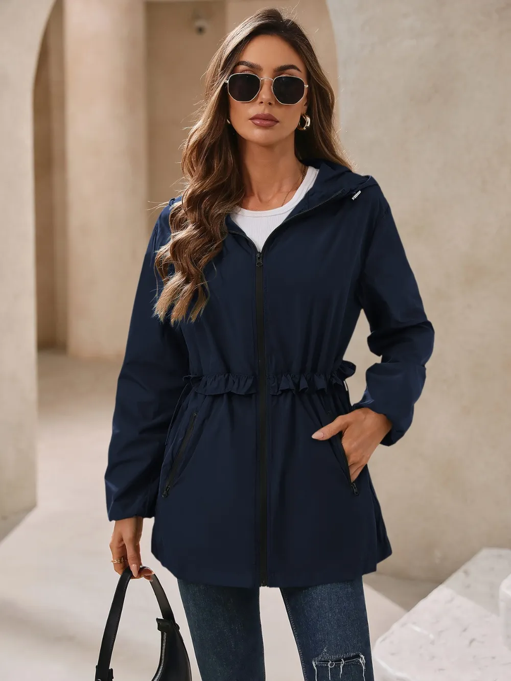 Outdoor Waterproof Long Sleeve Hooded Windbreaker, image 27