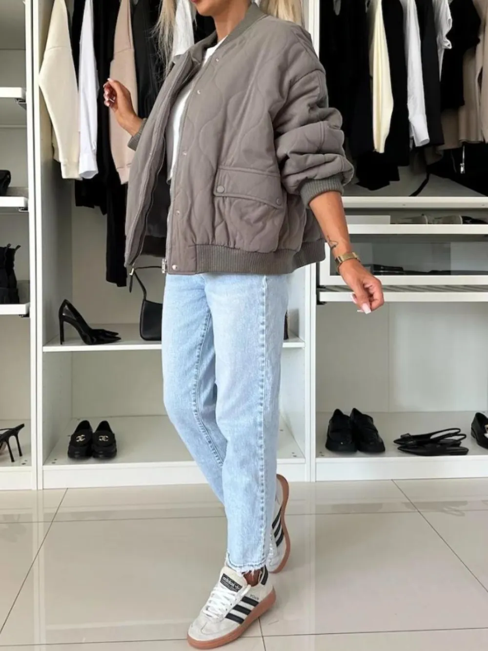 Baseball Collar Snap Down Long Sleeve Jacket, image 3