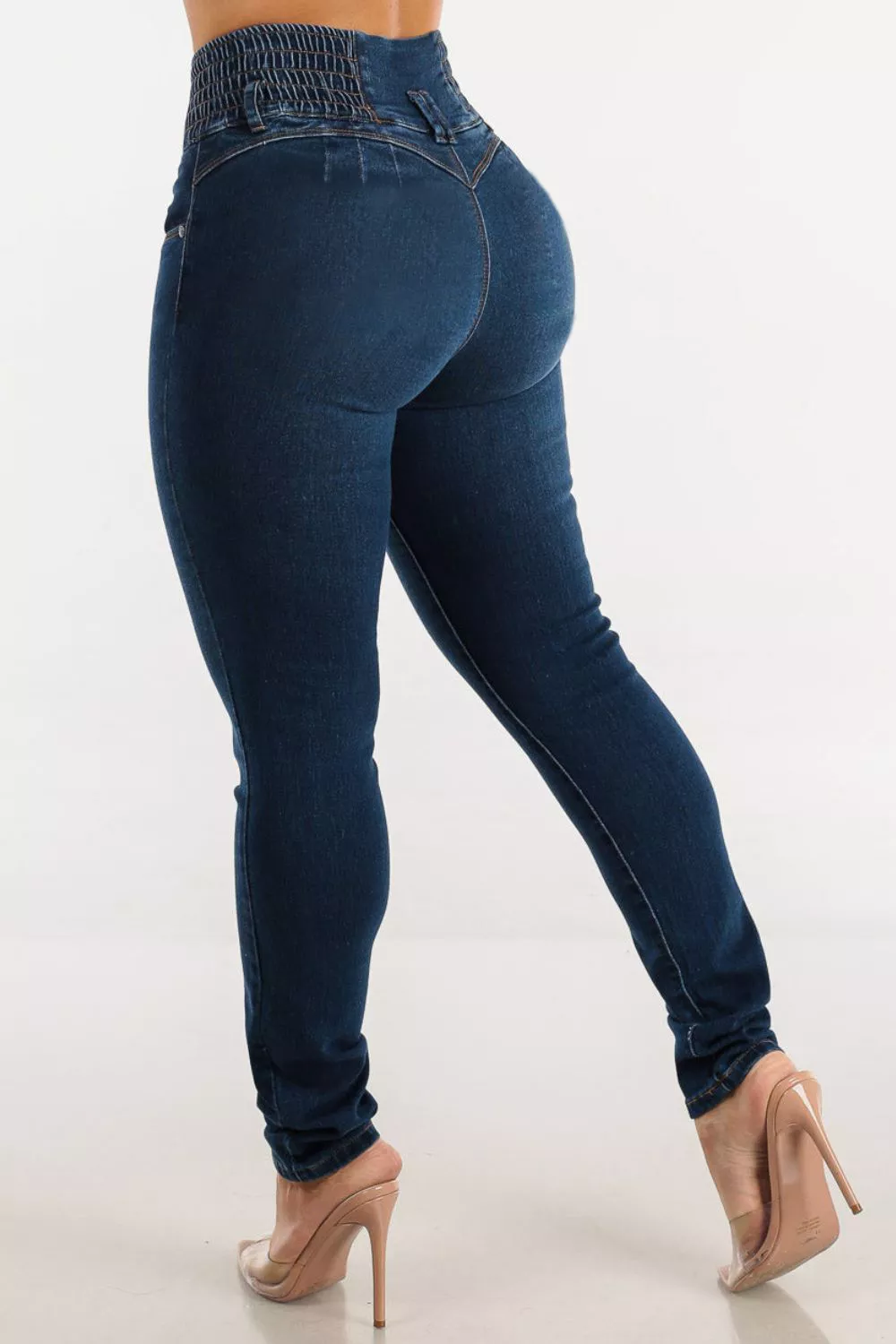 High Waist Buttoned Skinny Hip Lifting Jeans, image 8