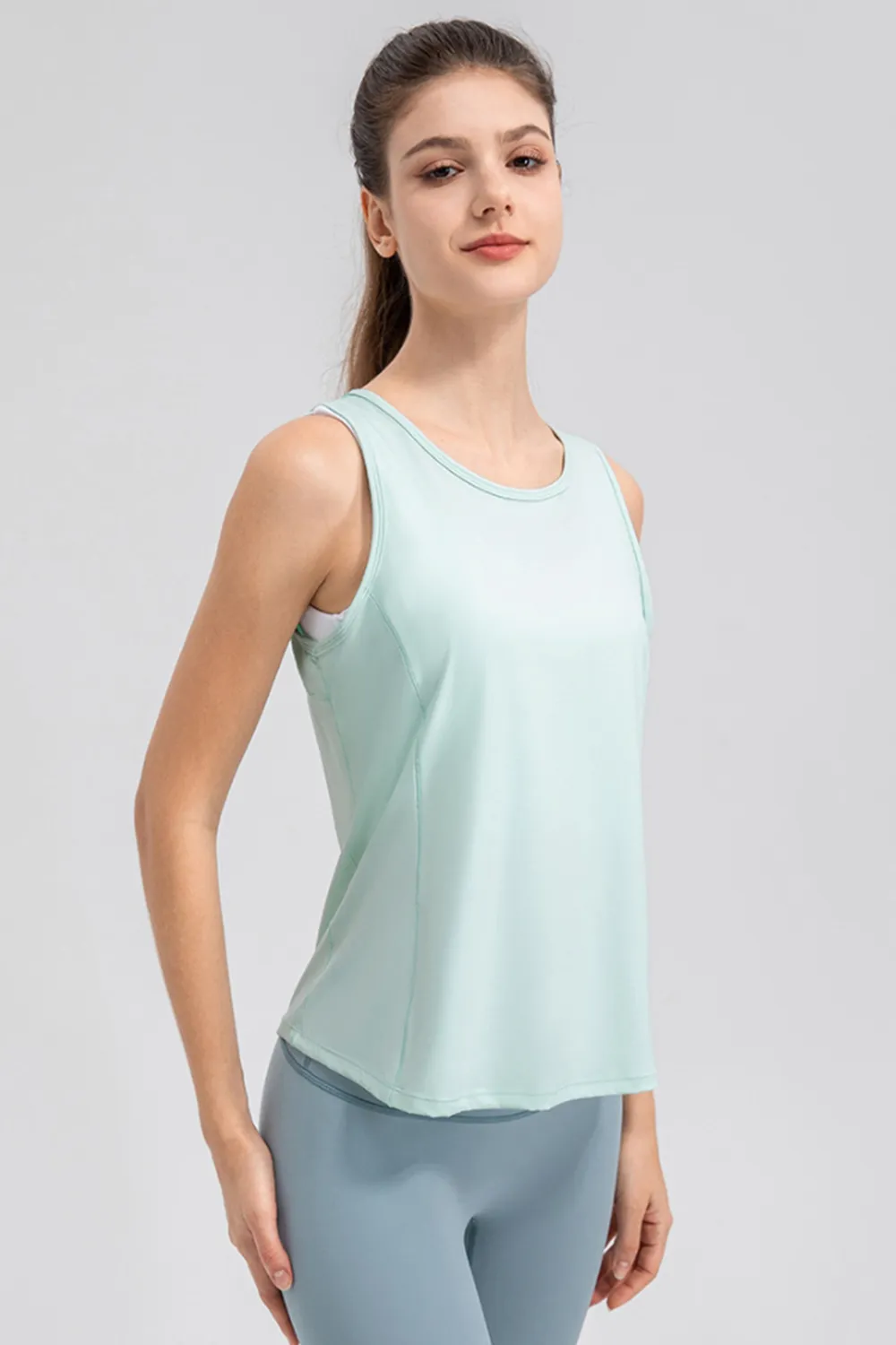 Wide Strap Round Neck Active Tank, image 15