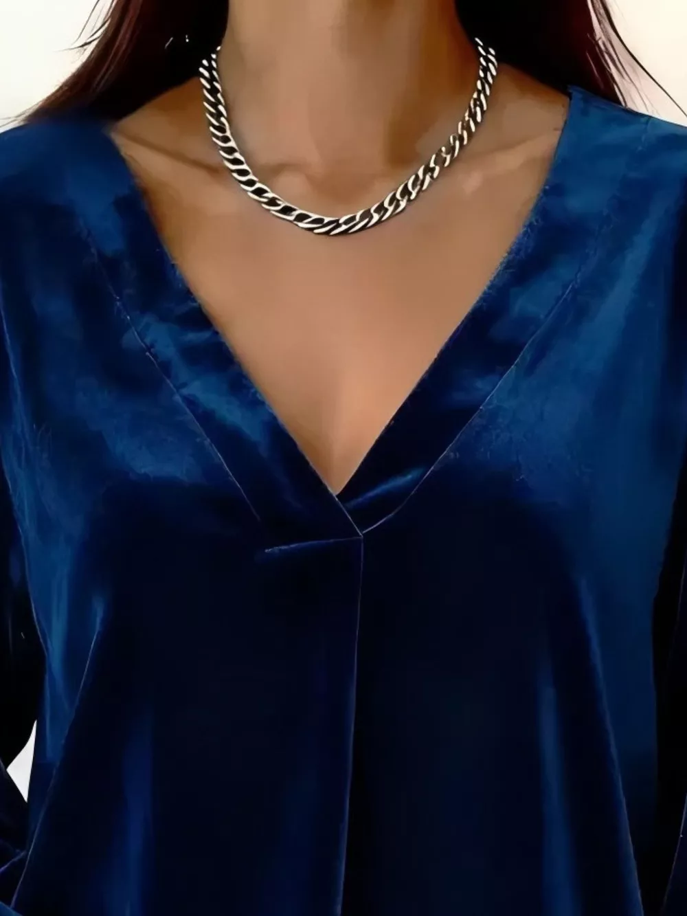 Full Size Velvet V-Neck Long Sleeve Blouse Plus Size, image 10