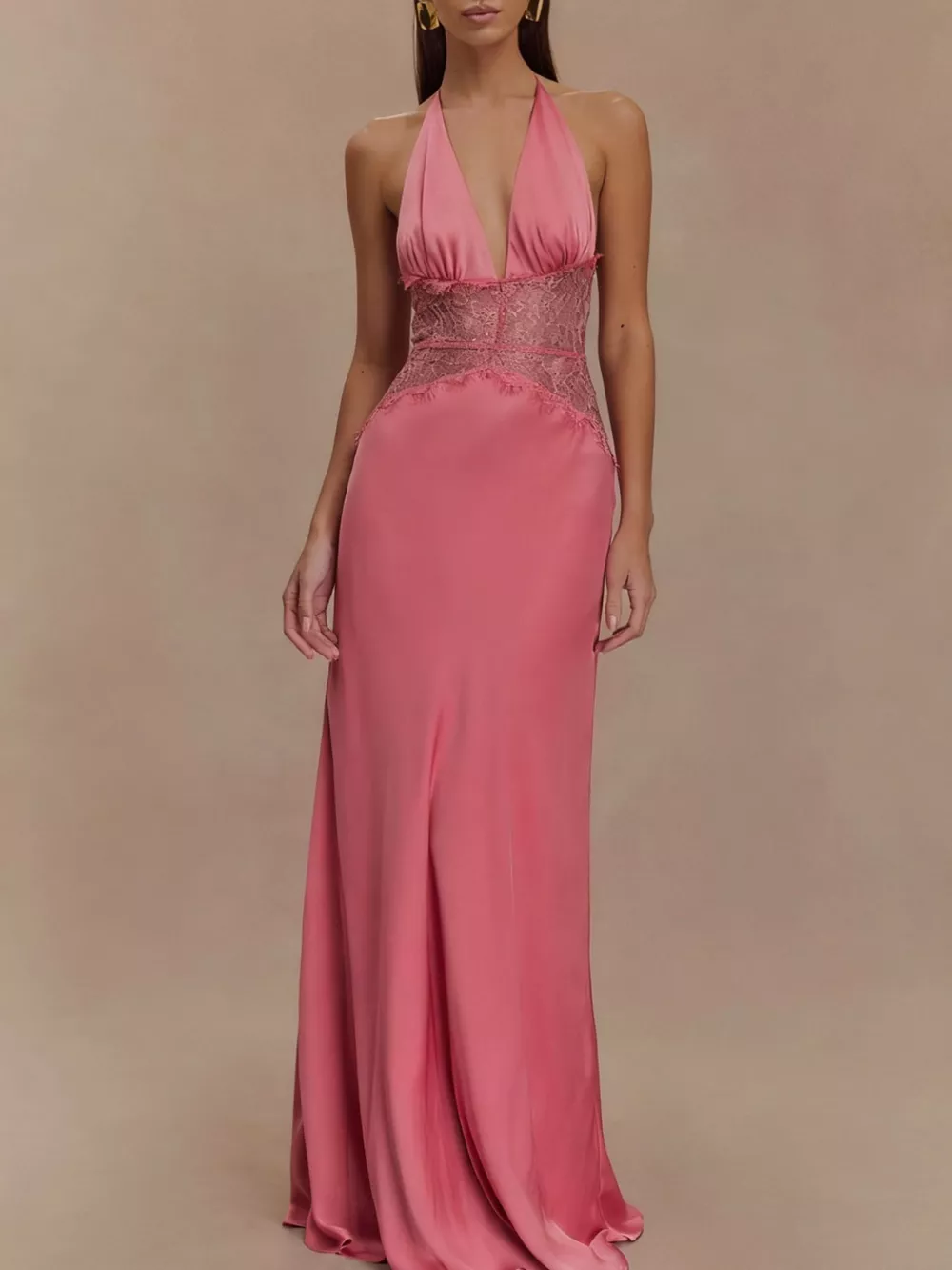 Halter Neck Lace Trimmed Maxi Dress, image 15