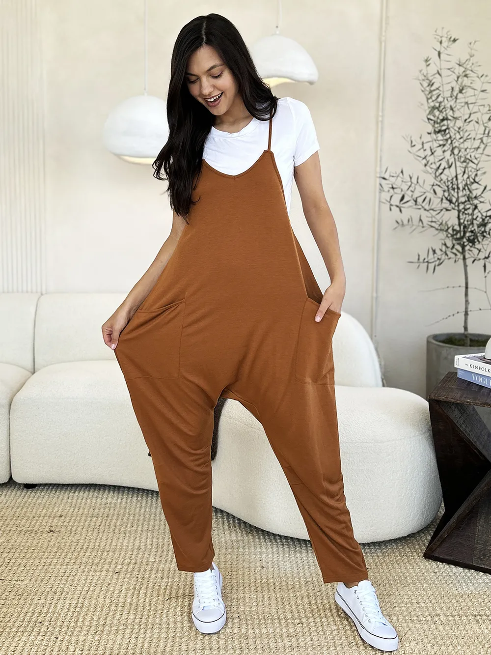 Full Size Sleeveless V-Neck Pocketed Jumpsuit, image 16