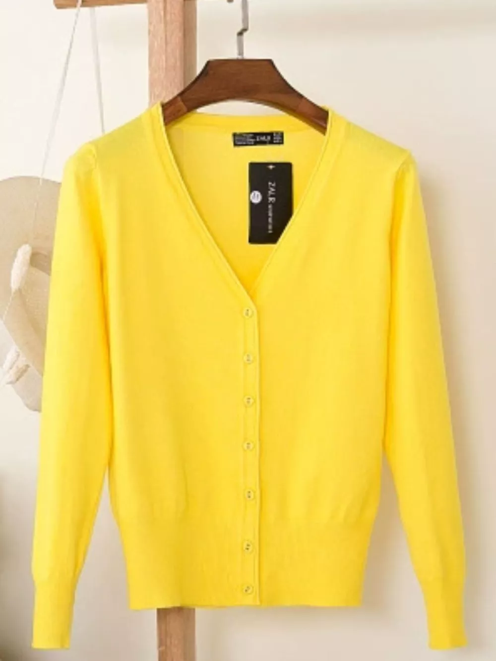 Classic V-Neck Button-Down Knit Cardigan, image 64