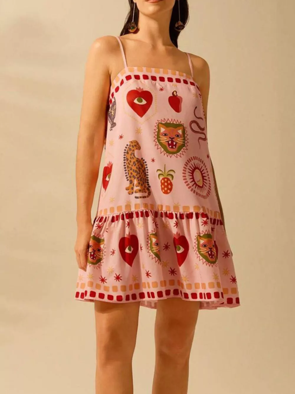 Printed Ruffle Hem Mini Dress, image 4