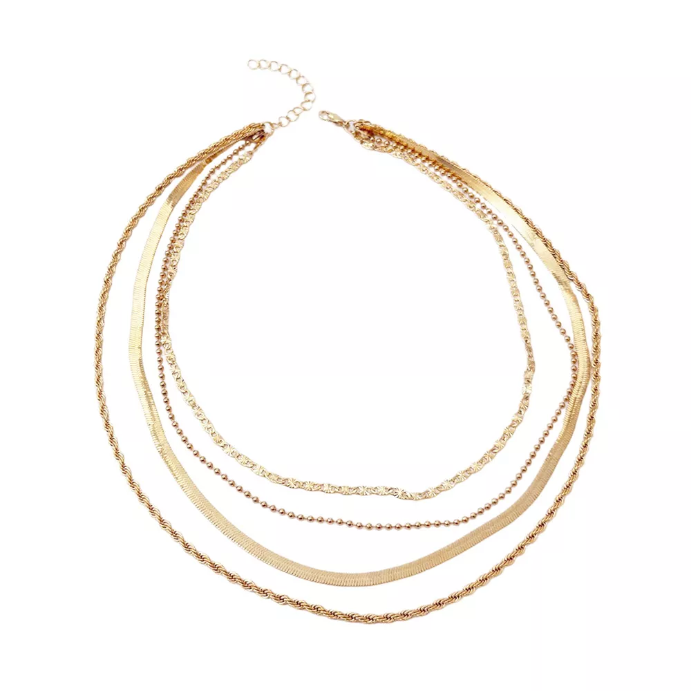 Layered 18K Gold-Plated Chain Necklace, image 6