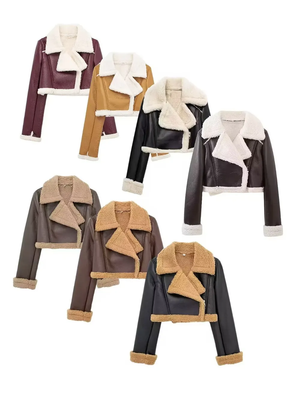 Collared Neck Long Sleeve Plush Cropped Jacket, image 26