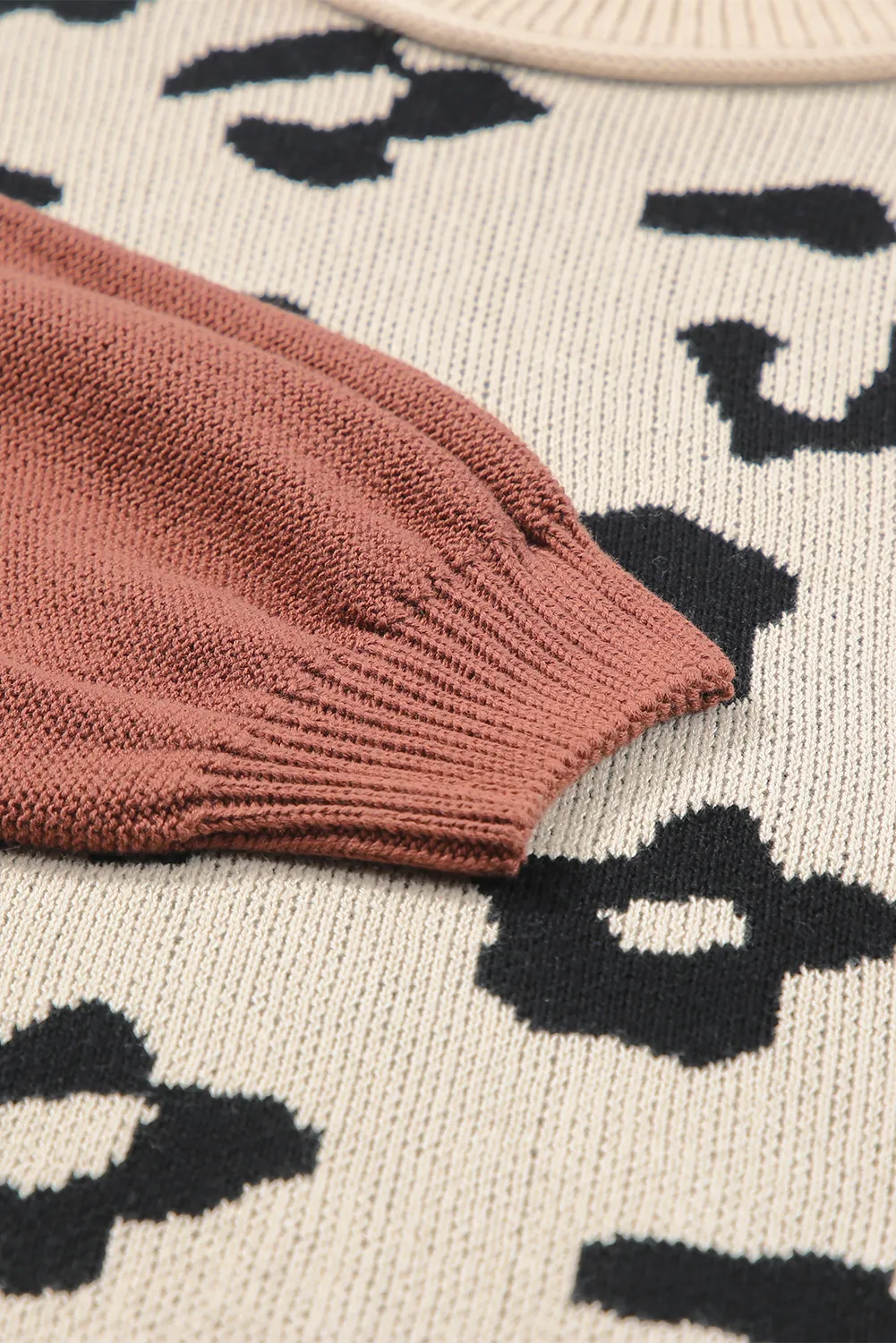 Leopard Round Neck Long Sleeve Sweater, image 5