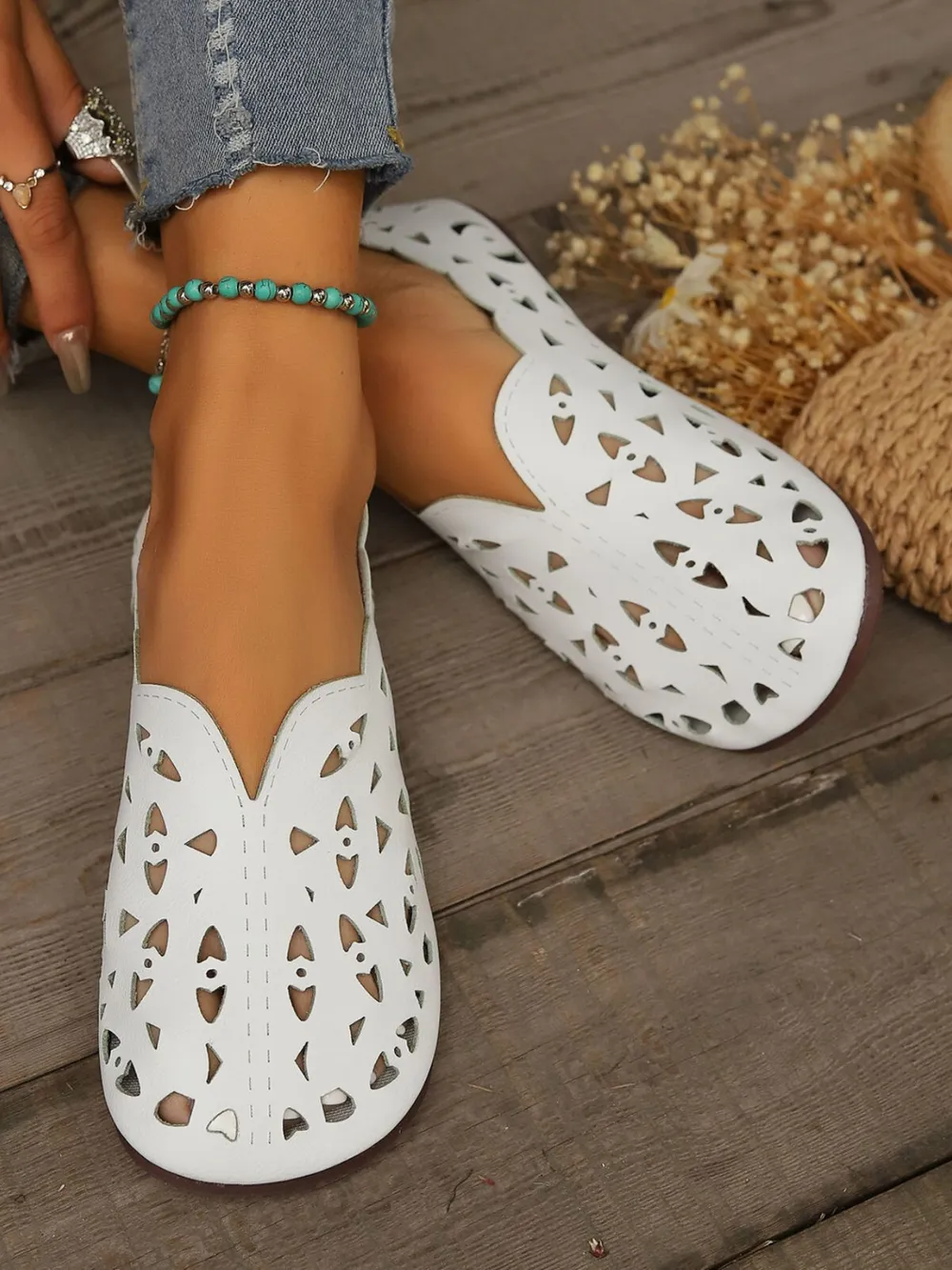 Perforated Leather Slip-On Loafers, image 7