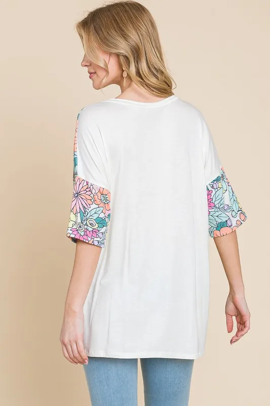 Floral Round Neck Half Sleeve T-Shirt, image 5