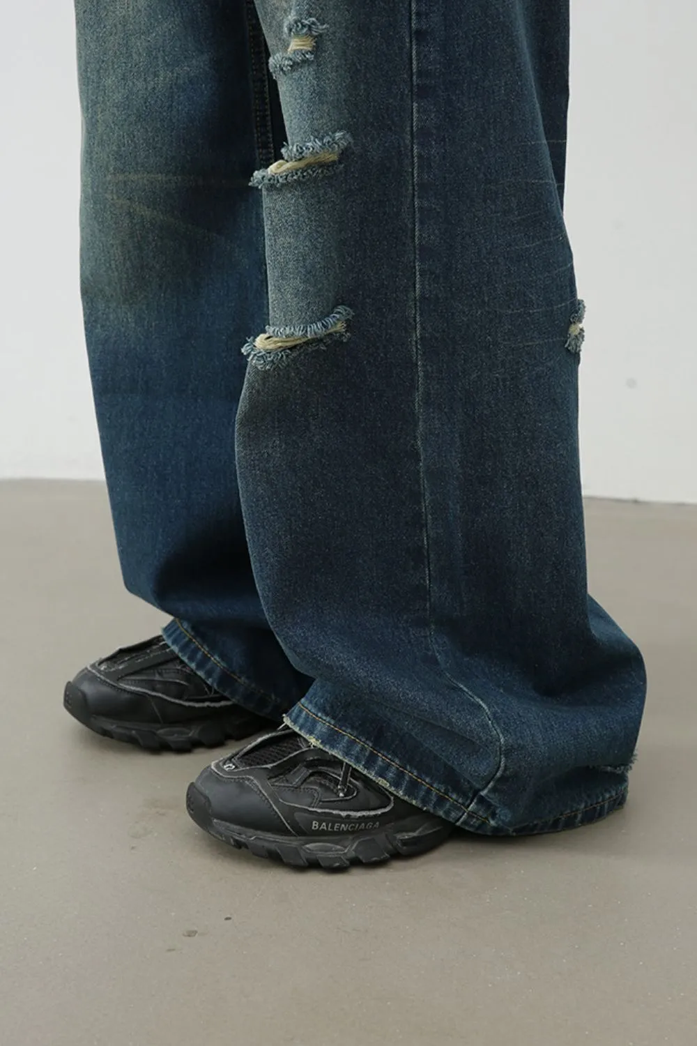 Men's Distressed Wide Leg Jeans, image 6