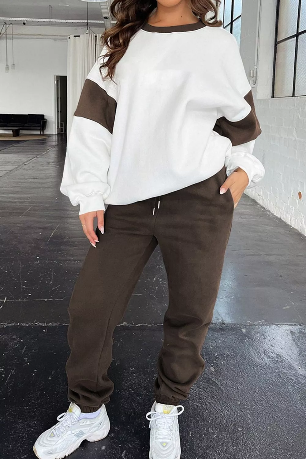 Drop Shoulder Loose Sweatshirt and Joggers Active Set, image 12