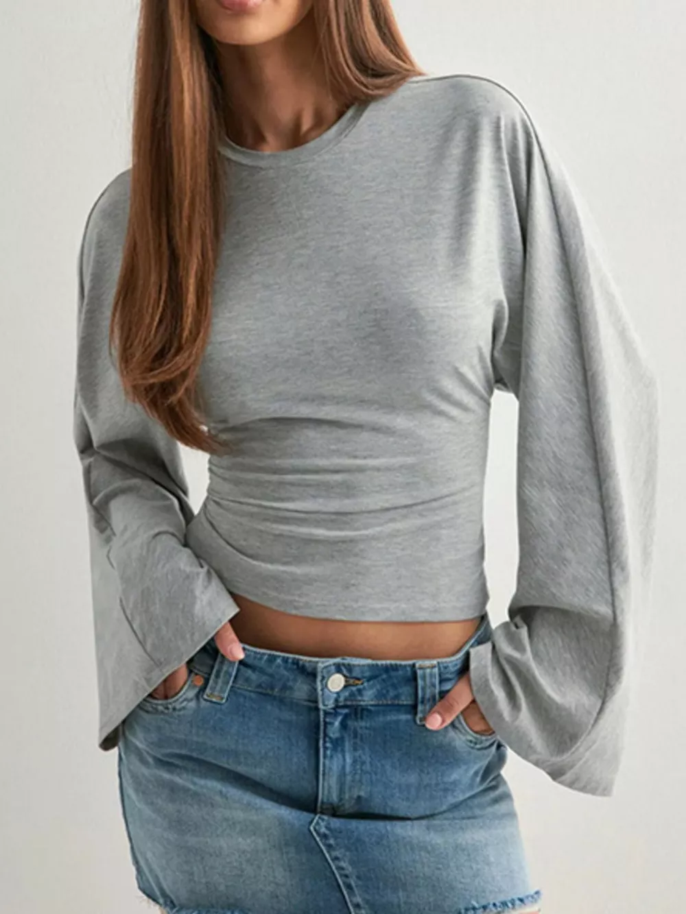 Full Size Long Sleeve Fitted T-Shirt Plus Size, image 7