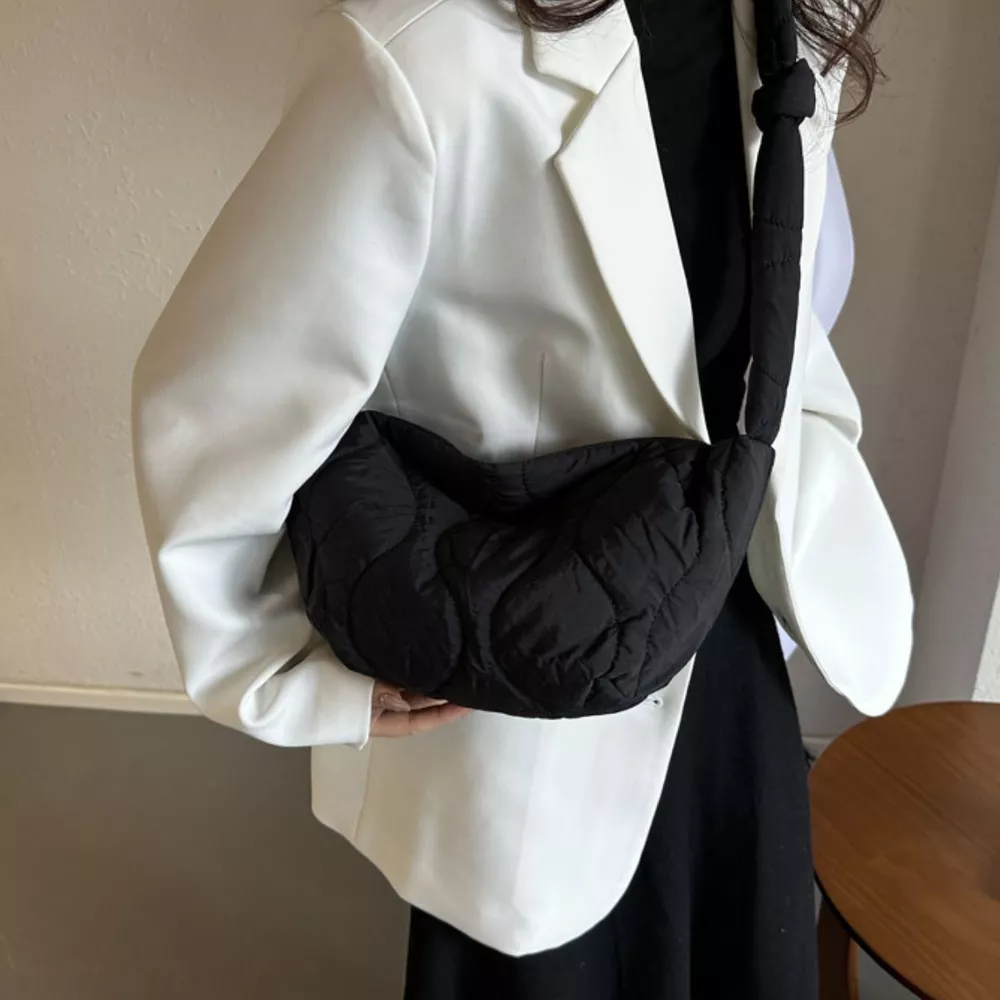 Solid Color Quilted Crossbody Bag, image 2