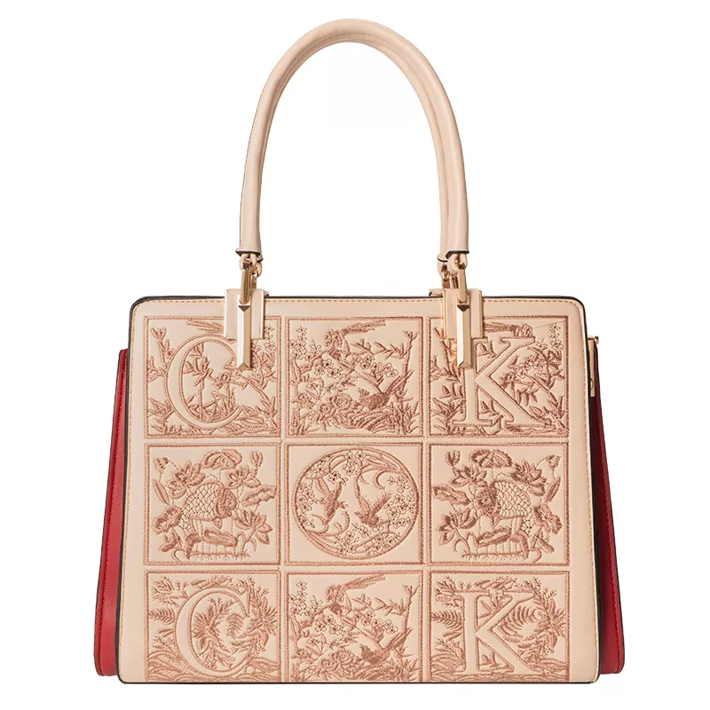 Embroidered Leather Top Handle Handbag, image 5