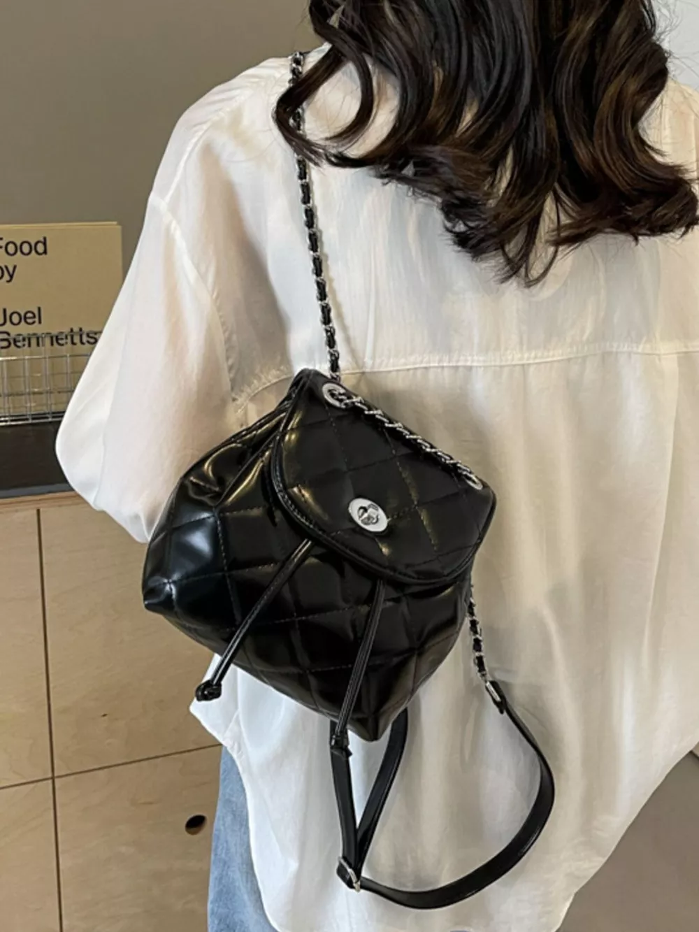 Quilted Chain Backpack Bag, image 2