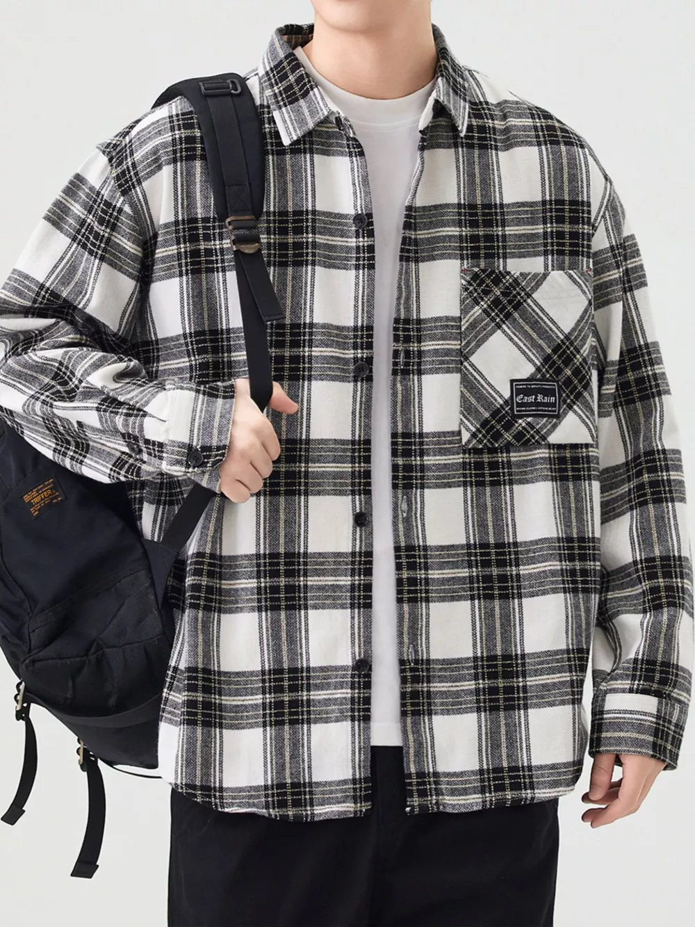 Men's Plus Size Casual Plaid Button Up Shirt, image 2