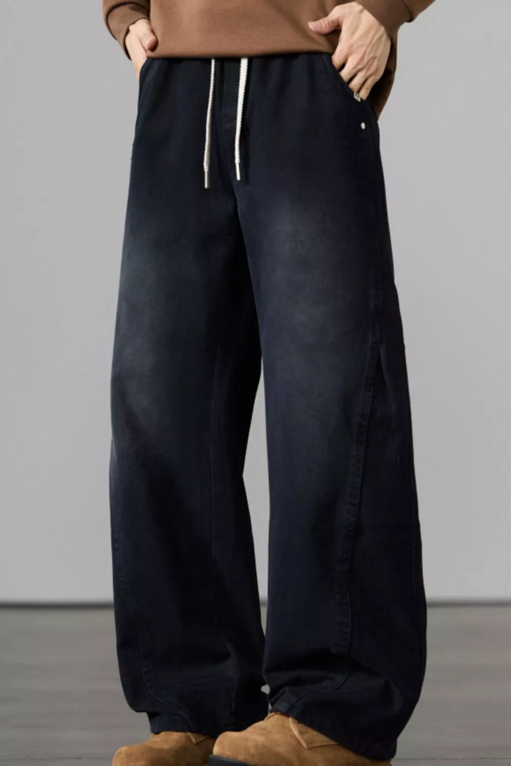 Men's Full Size Wide Leg Drawstring Jeans Plus Size, image 2