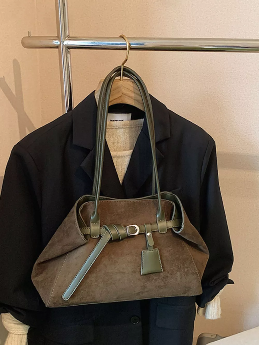 Lightweight Suede Shoulder Bag, image 10