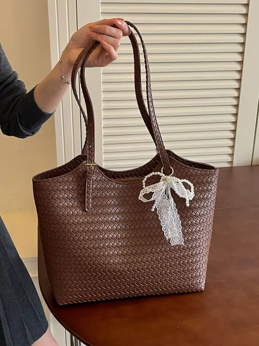 Woven Leather Shoulder Bag, image 2