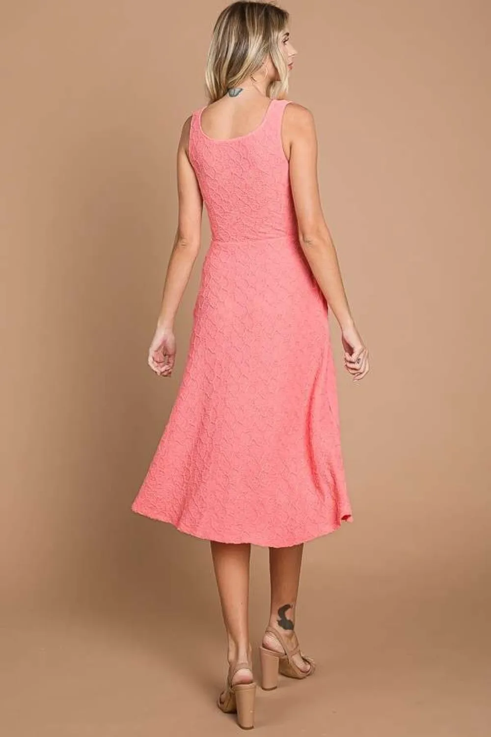 Texture Square Neck Tank Dress with Pockets, image 3
