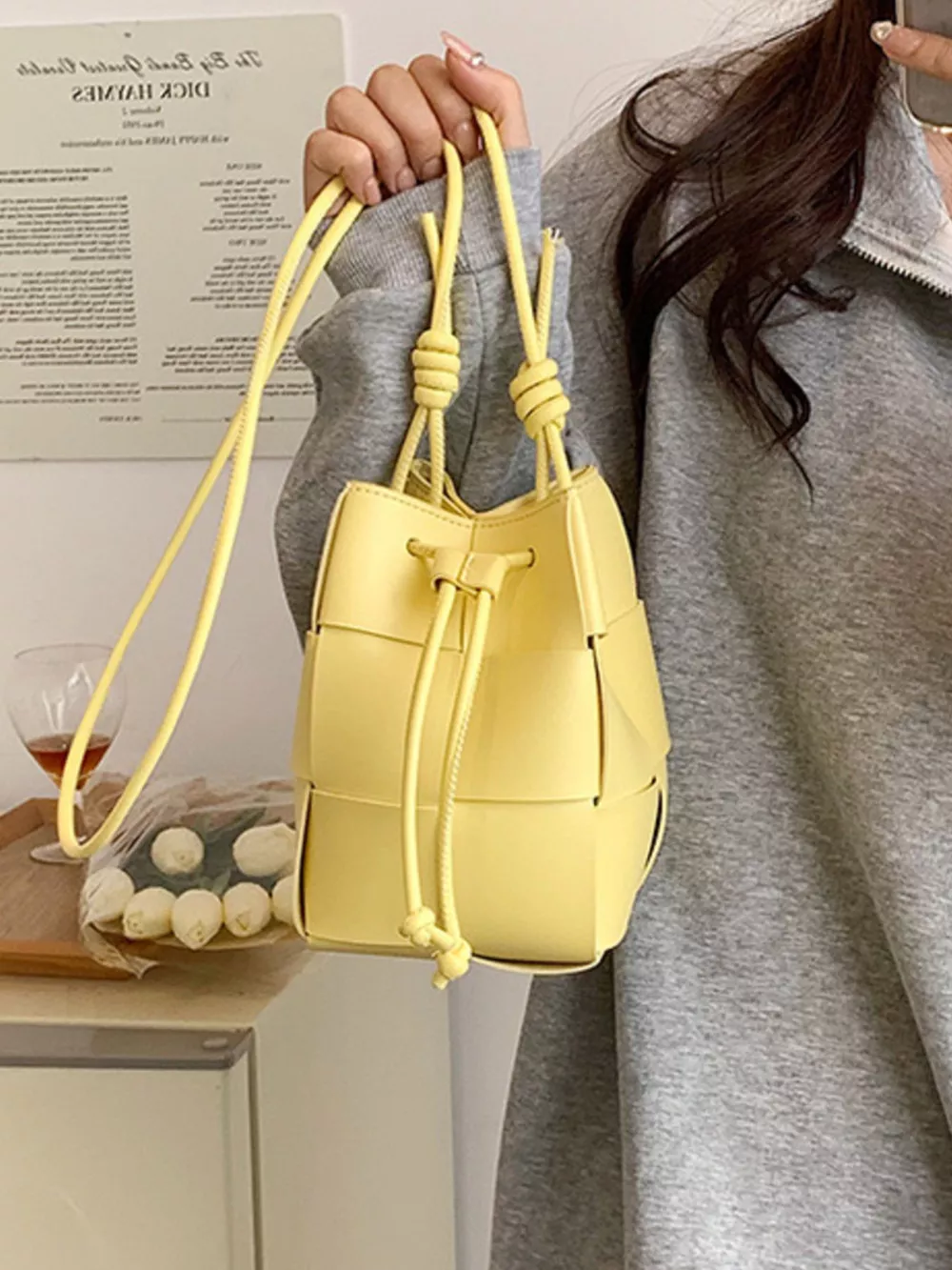 Woven Bucket Crossbody Bag, image 9