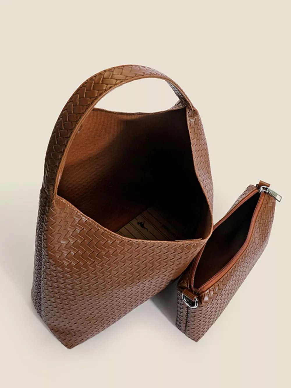 Woven Texture Shoulder Bag and Wristlet Set, image 8