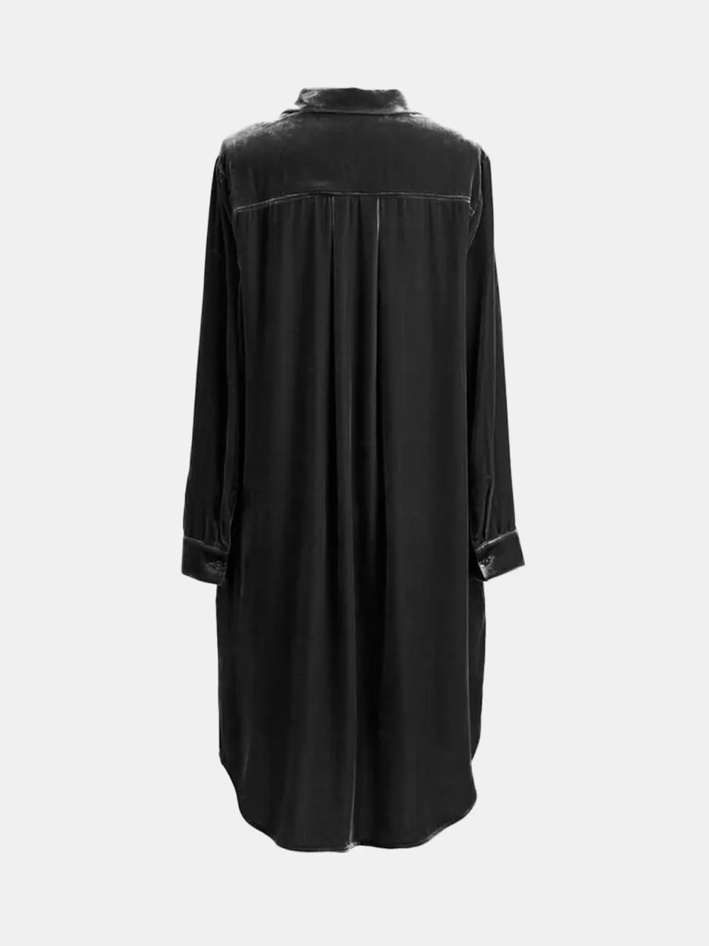 High-Low Button Up Long Sleeve Knee Length Dress, image 4