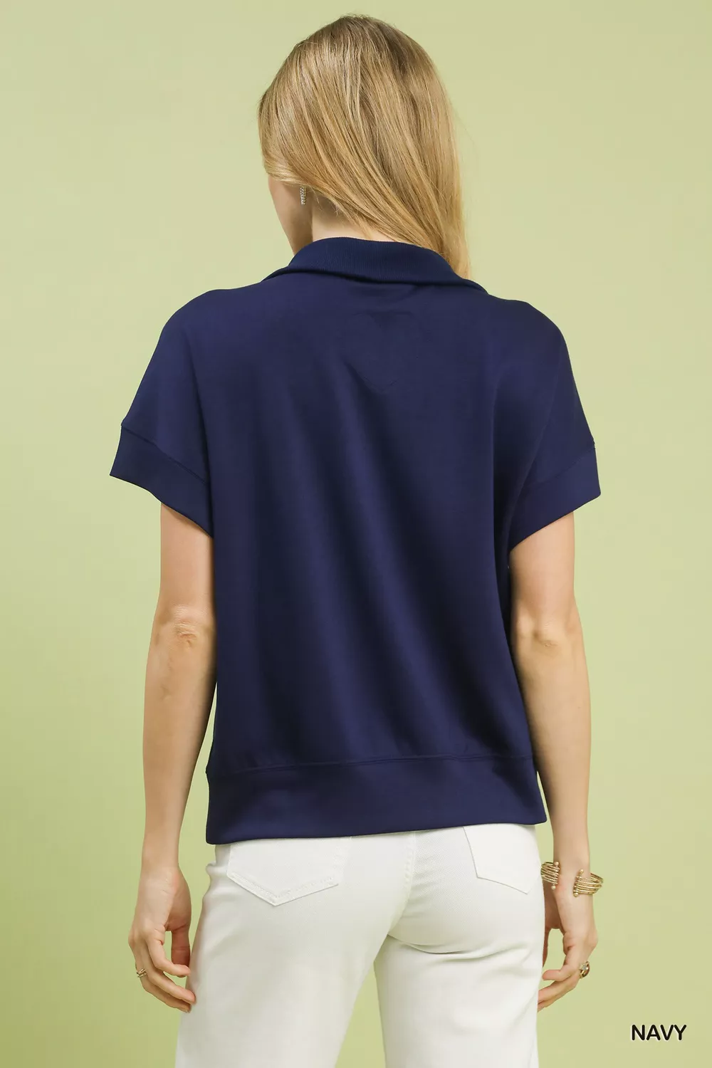 Striped Collared Neck Half-Zip Top, image 4