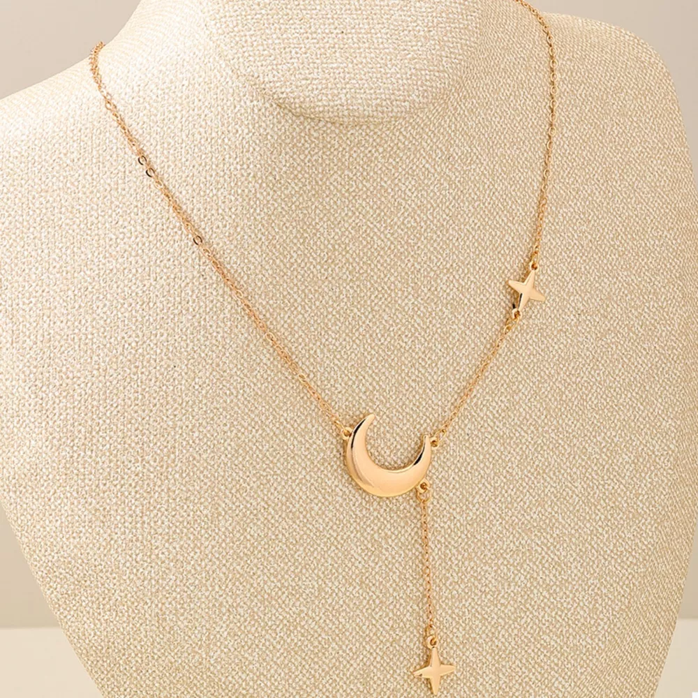 18K Gold-Plated Moon and Star Gold Chain Necklace, image 5