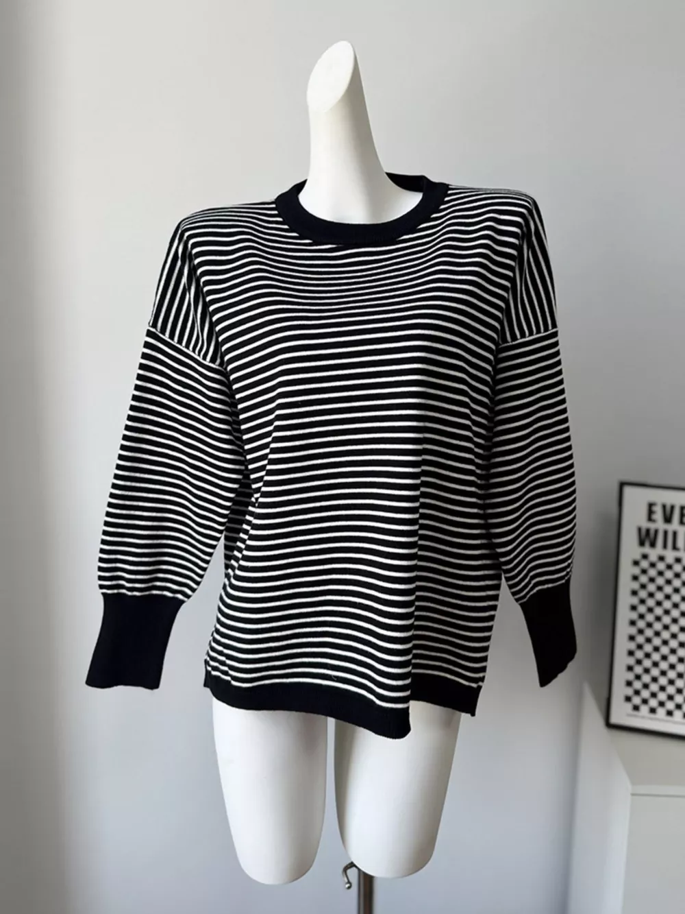 Striped Round Neck Knit Top, image 12