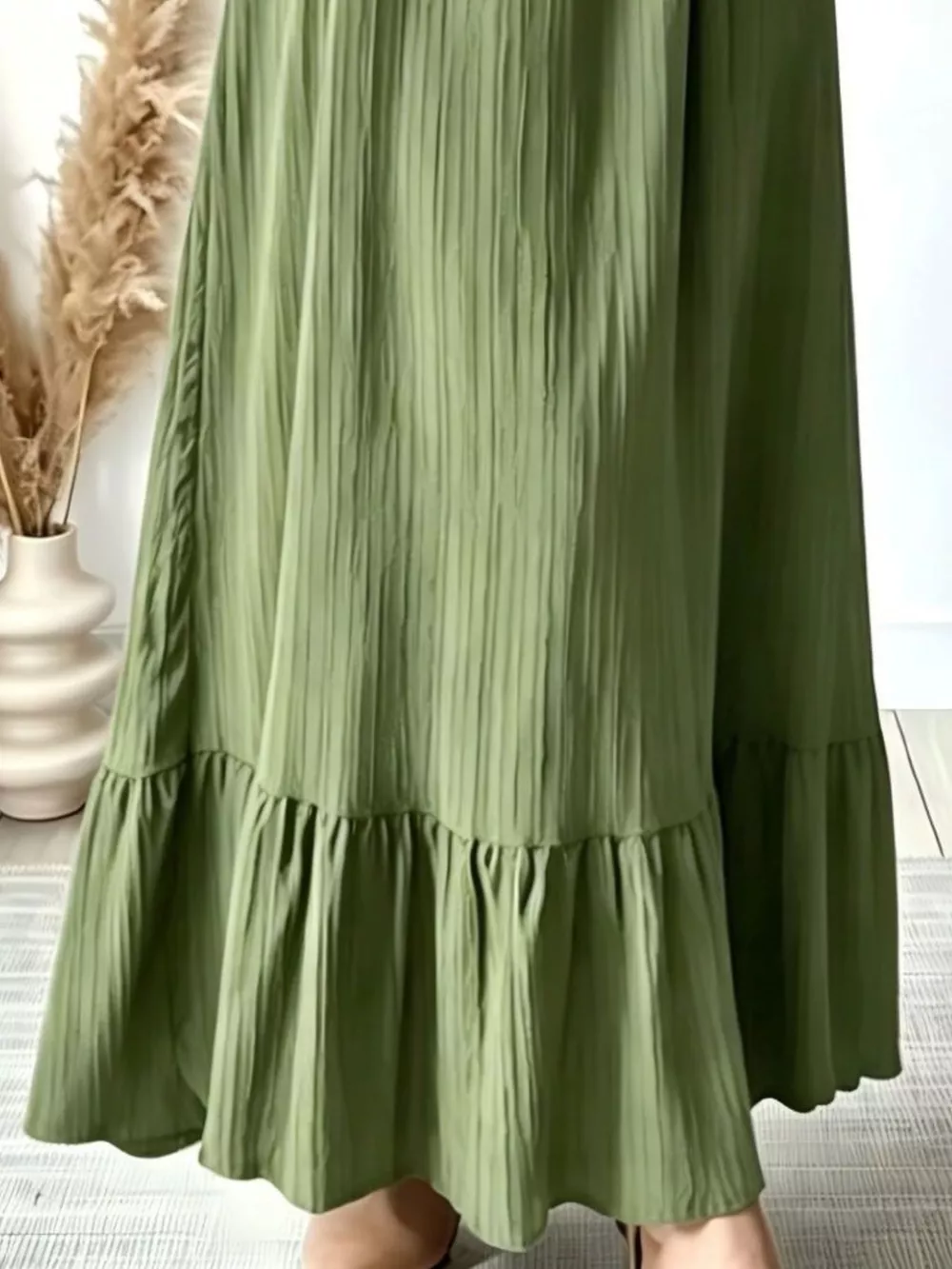 Full Size Textured Puff-Sleeve Maxi Dress Plus Size, image 6