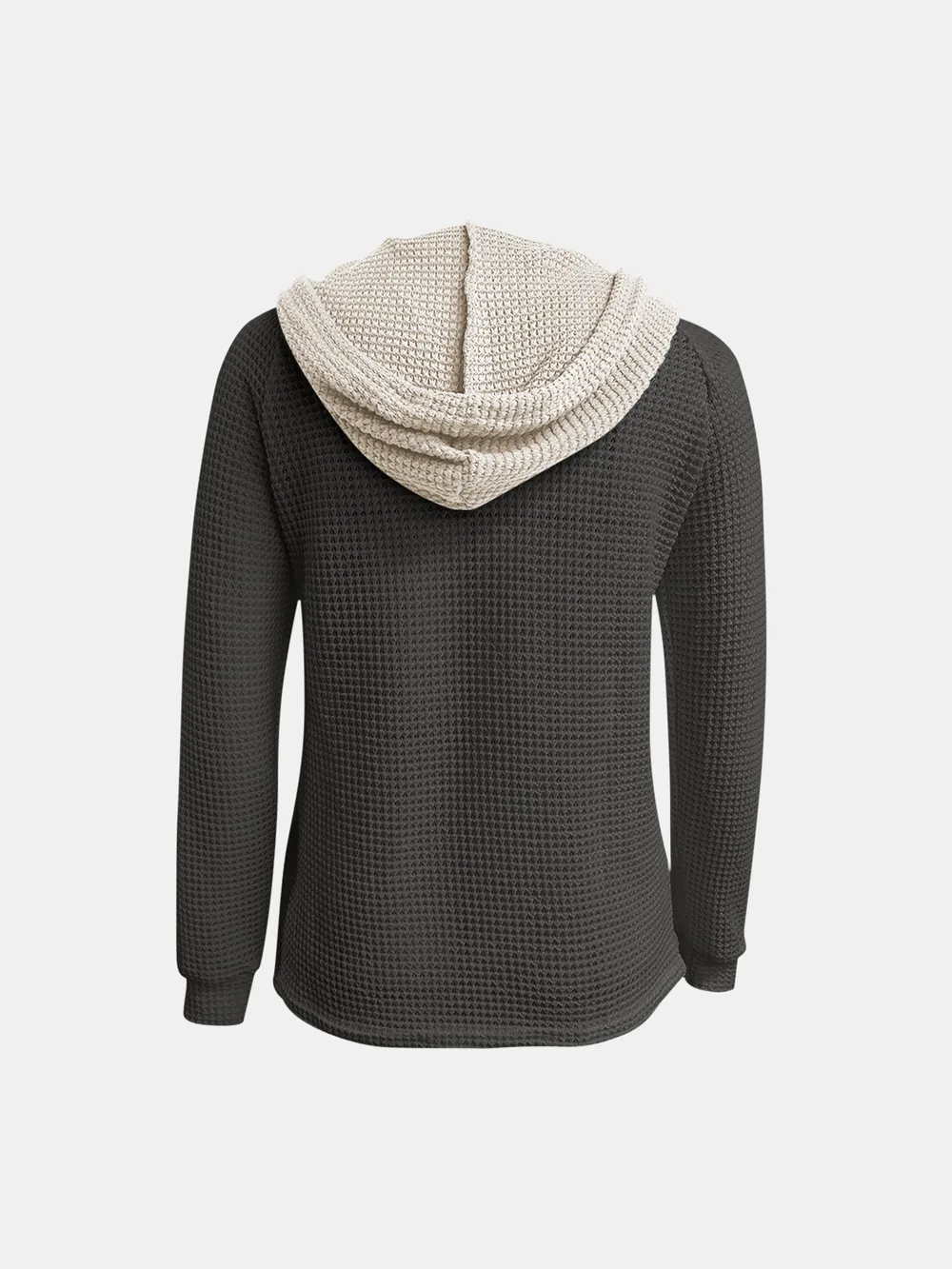 Full Size Waffle-Knit Contrast Long Sleeve Hoodie, image 15