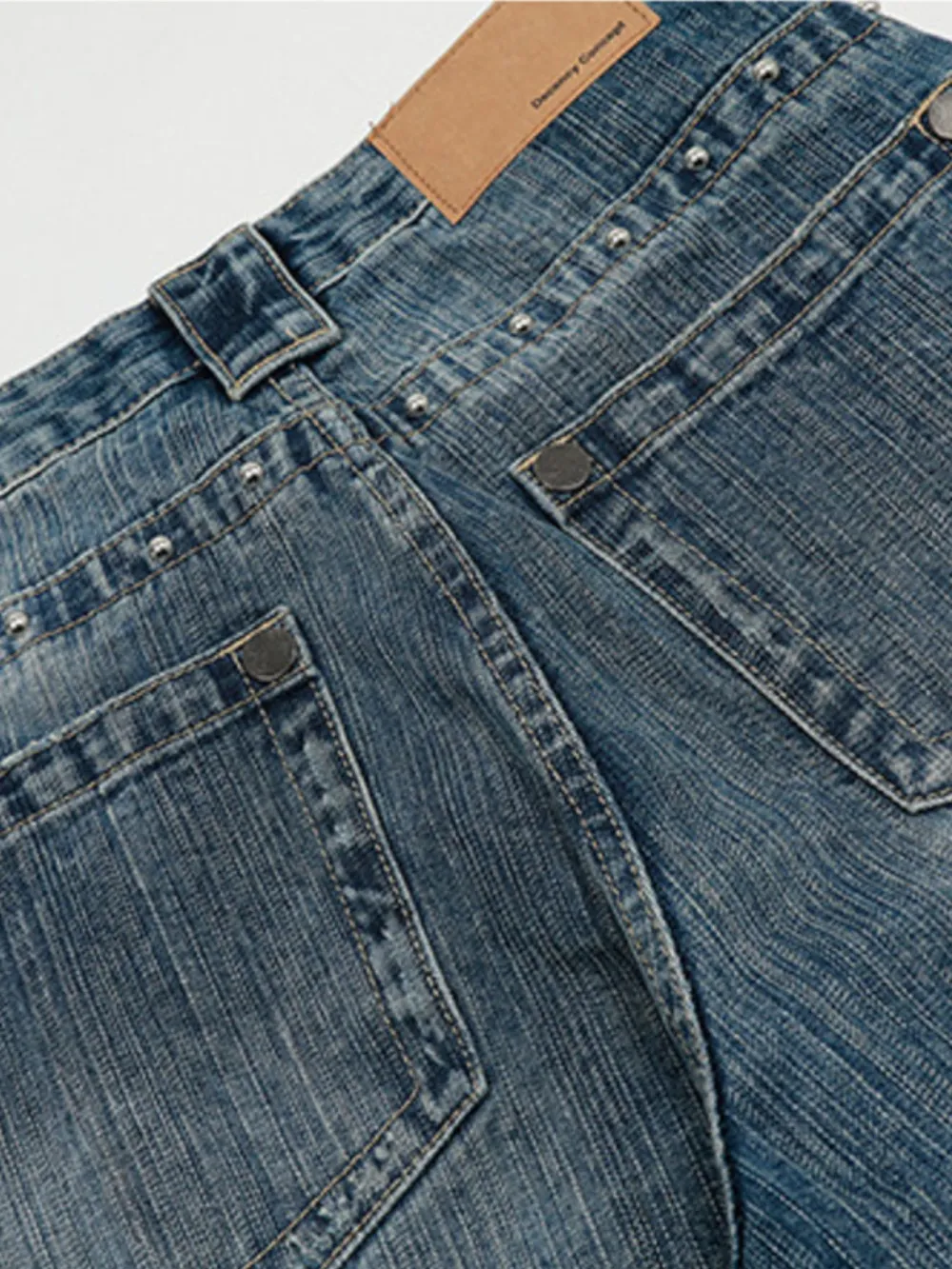 Men's Studded Washed Wide-Leg Jeans, image 6
