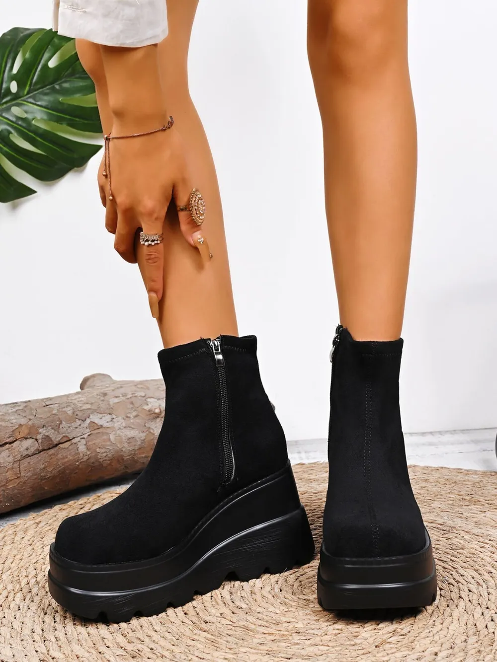 Round Toe Platform Wedge Boots, image 2