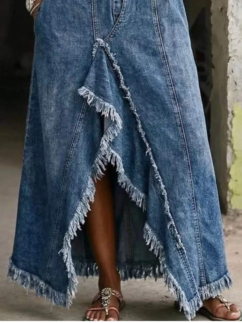 Full Size Off-Shoulder Raw Hem Slit Denim Maxi Dress Plus Size, image 3