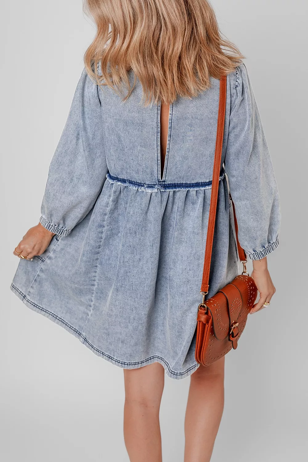 Vintage Wash Denim Dress with Pockets, image 14