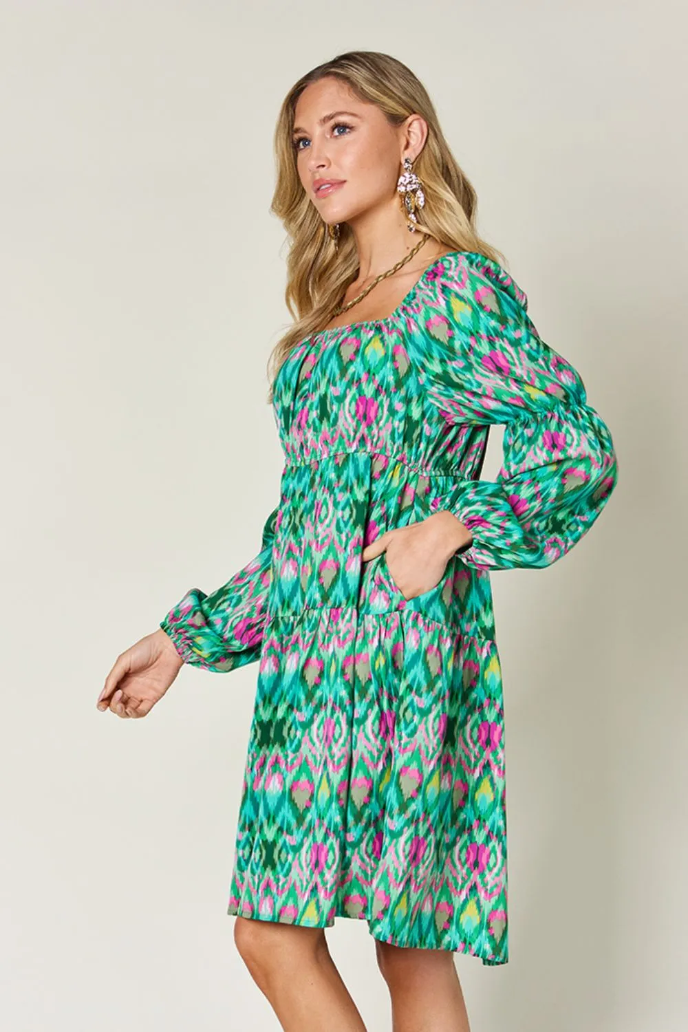 Full Size Printed Long Sleeve Dress, image 17