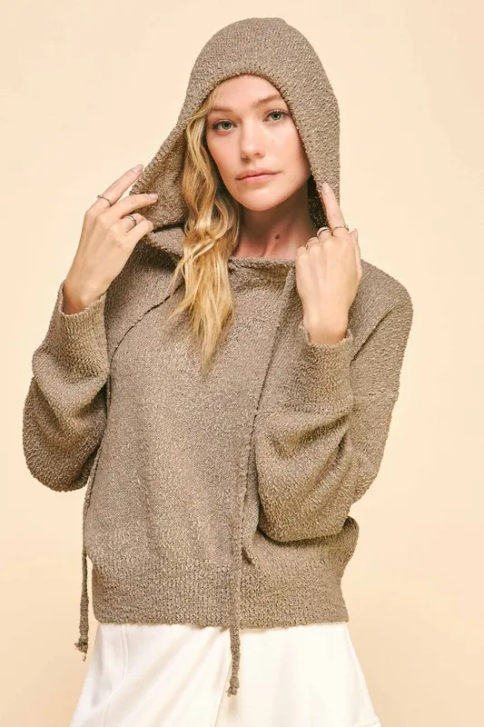 Drop Shoulder Long Sleeve Hooded Sweater, image 4