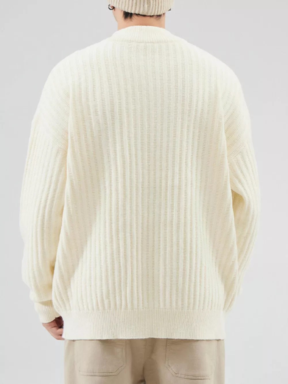 Men's Full Size Button Detail Long Sleeve Sweater Plus Size, image 3