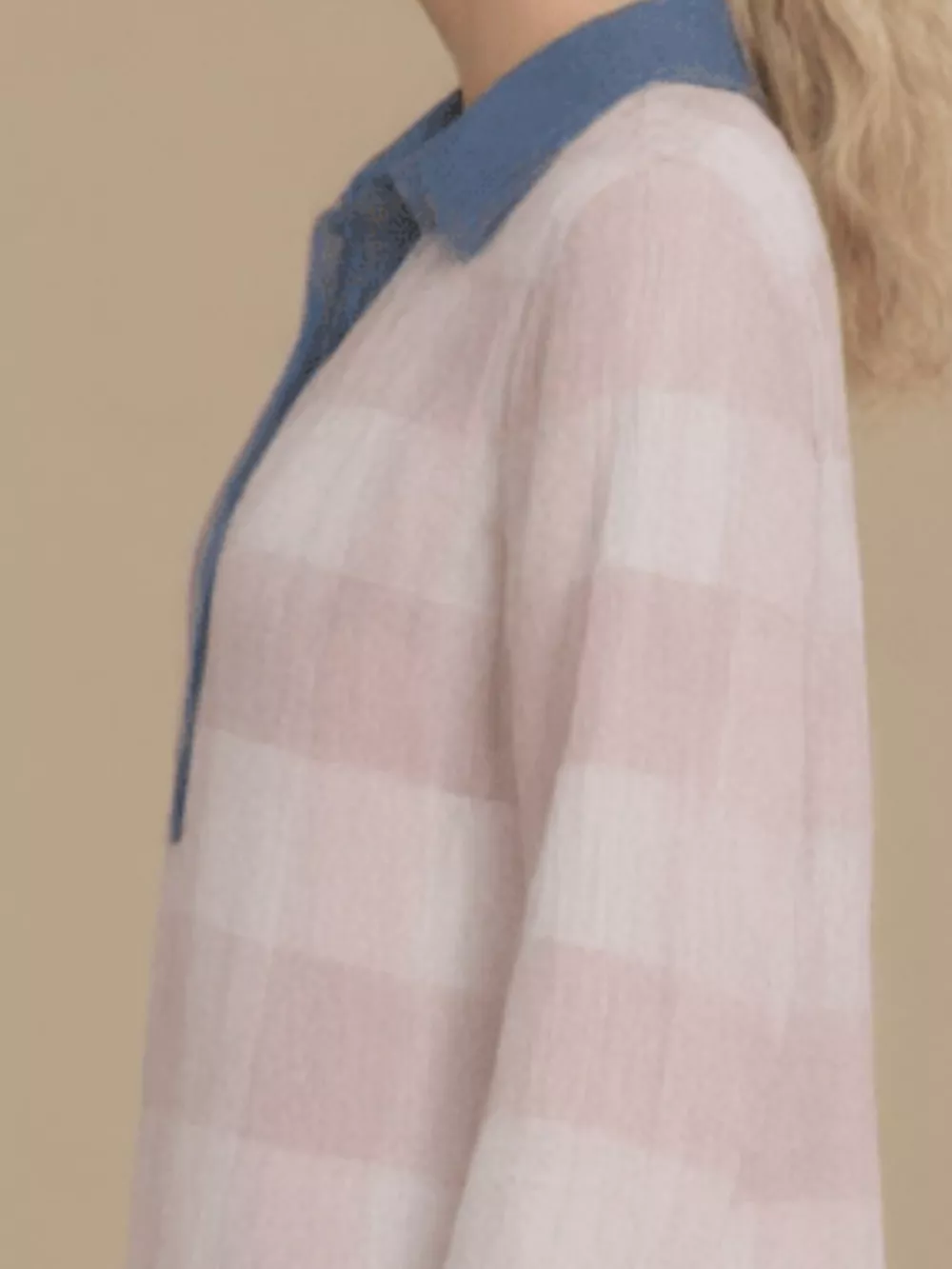 Plus Size Denim Collar Plaid Shirt Dress, image 2