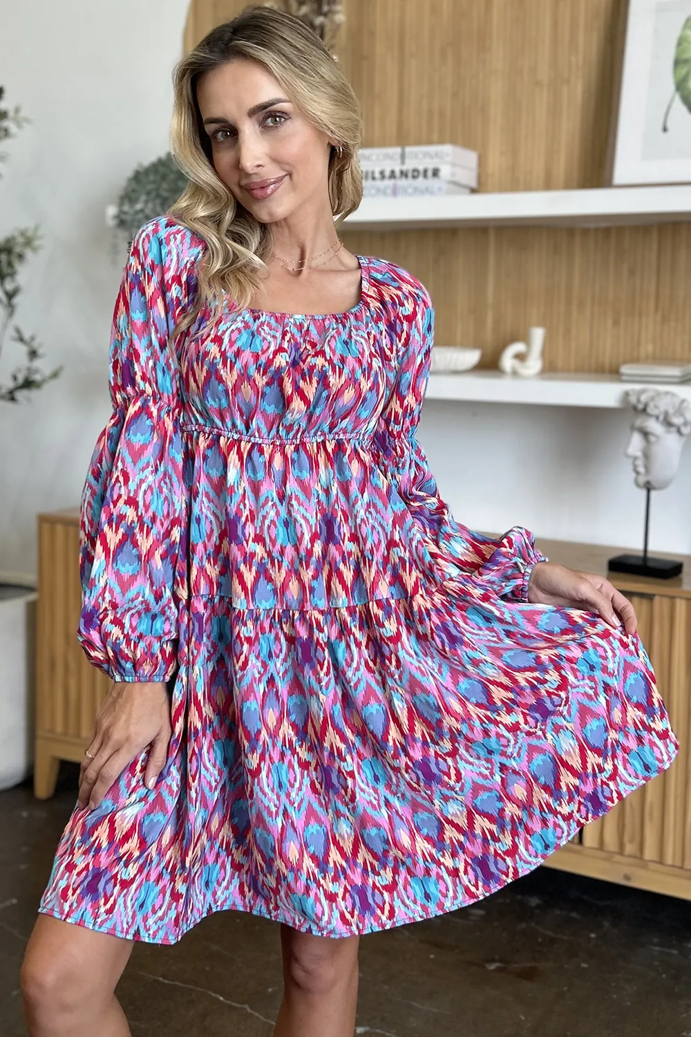 Full Size Printed Long Sleeve Dress, image 18