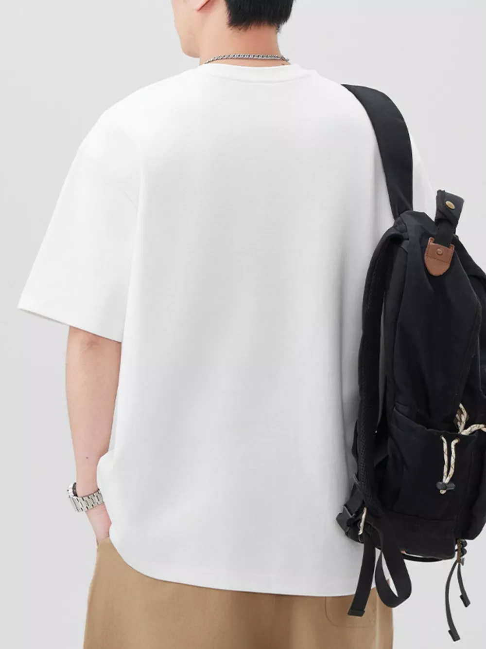 Men's Plus Size Oversized Solid Color Casual T-Shirt, image 4
