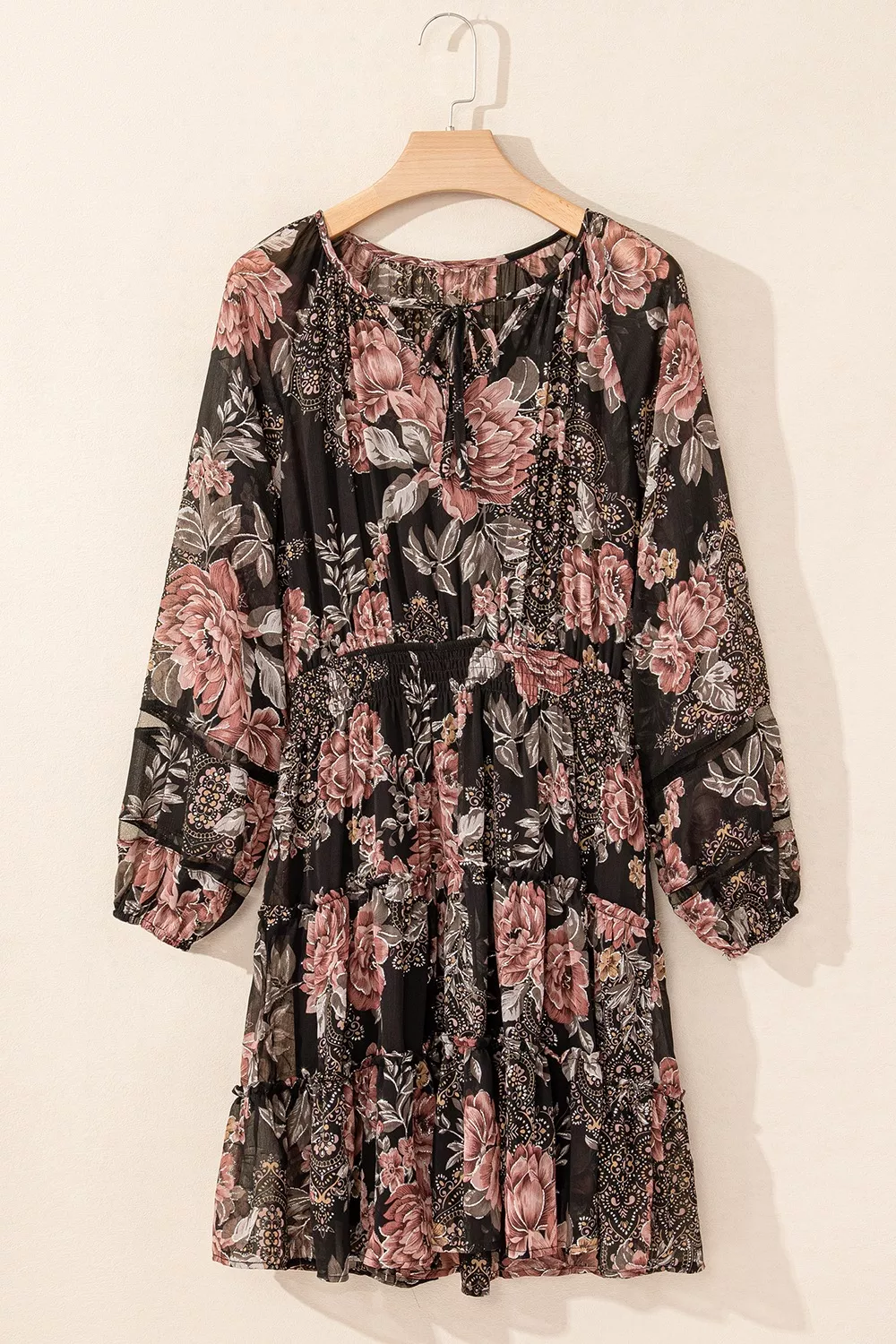 Floral Print Tie Neck Mini Dress, image 15