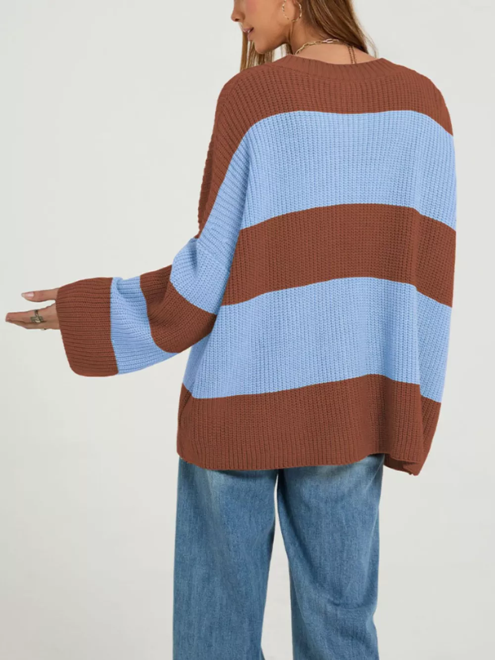 Color Block Striped Button-Up Cardigan, image 4