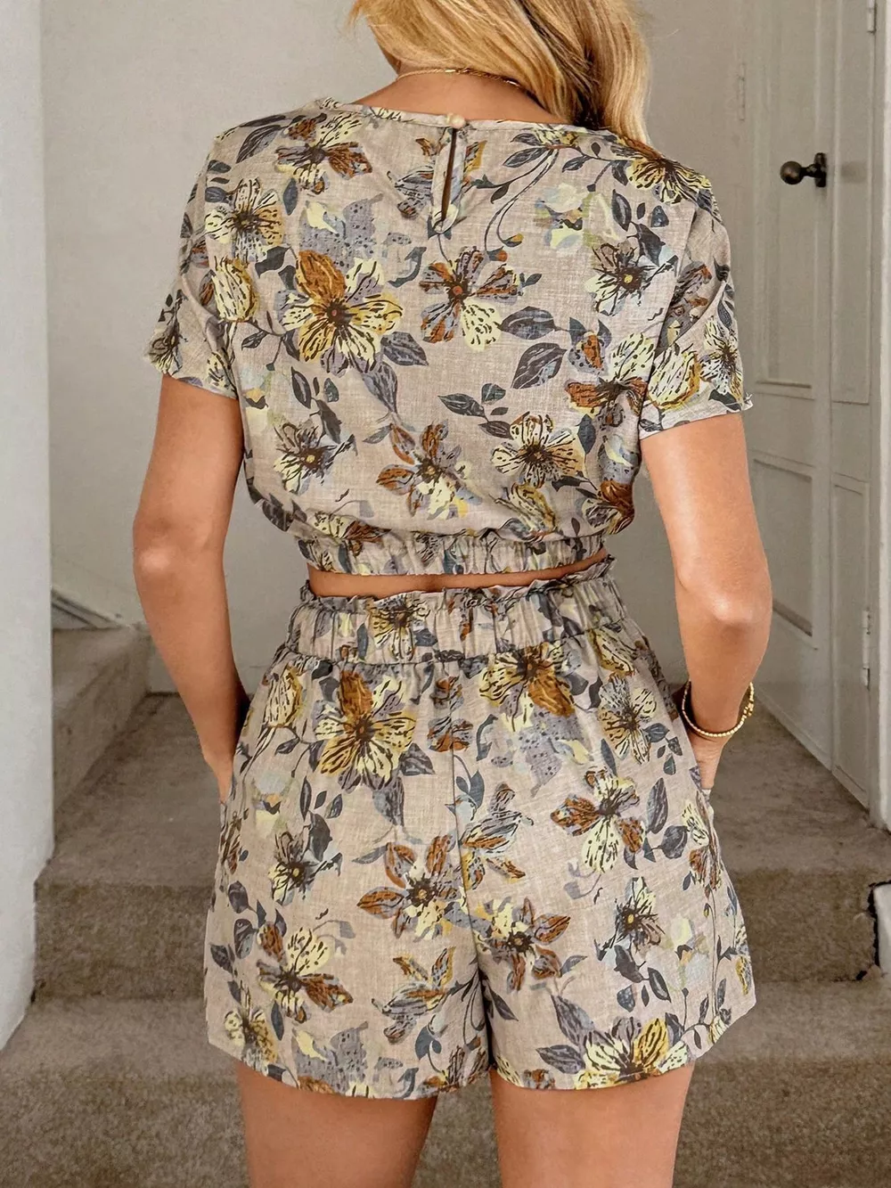 Floral Print Crop Top and Shorts Set, image 8